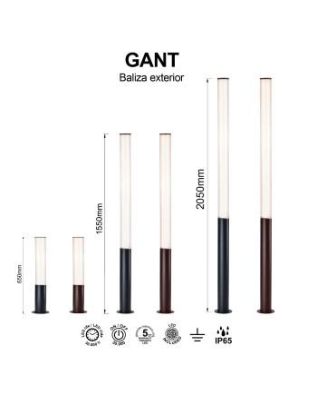 GANT * BOLARDO 205CM IP65 43W 3000K CORTEN
